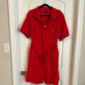 Zac & Rachel Red Polo Collar Midi Dress